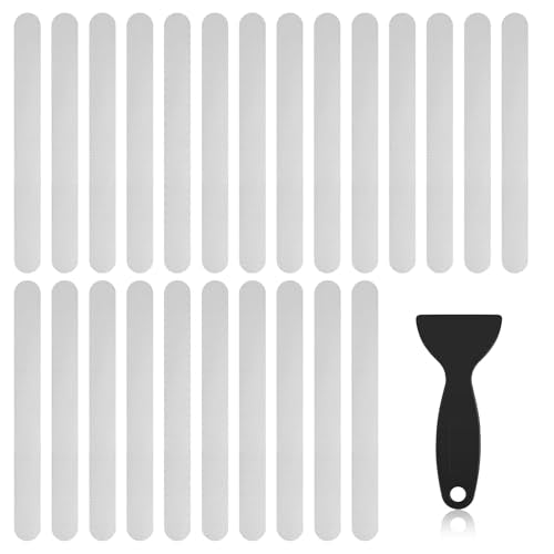 Anti-Skid Strips for Tub and Bathroom, 24-Pack Transparent | Grip Pads with Applicator Tool, Slip-Resistant Safety Set, For Washroom Floors, Steps, Stepladders, Spa Surfaces