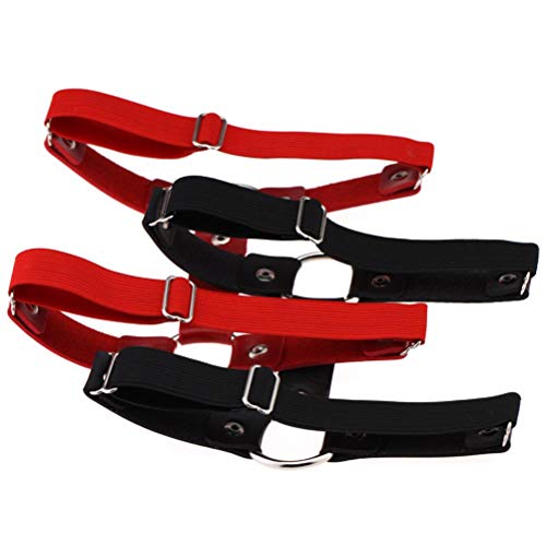Adjustable Elastice 2 Rows Leather Leg Harness Garter Belt Punk Gothic Thigh Ring Garter - color: Red