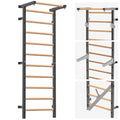 Swedish Stall Bars 2"x2" with 1" Holes, Wall Mounted Wood Gym Ladder for Suspension Training, Home Gym, Calisthenics, Physical Therapy, School & Clinic - color: Swedish Ladder with Pull Up Bar