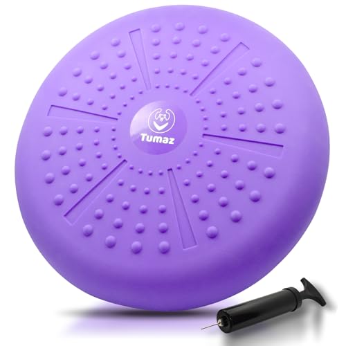 Tumaz Wobble Cushion - Wiggle Seat to Improve Sitting Posture & Stay Focused for Sensory Kids, Balance Disc to Core Strength & Flexible Seating [Extra Thick Balance Board, Pump Included Wobble Board] | Extra Thick | Supports Active Sitting | For Sensory K
