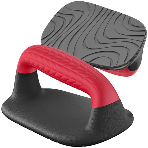 SELEWARE Push Up Bars Pushup Stands Handstand Bars, Soft Rubber Handle Provide Comfy Grip, Fit for Calisthenics, Fitness, Floor strength training, Stable and Sturdy Construction Support 500 lbs - color: A: Black & Red