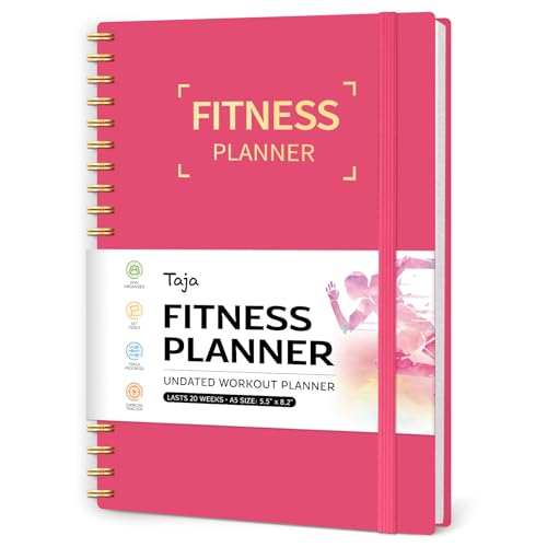 Fitness Workout Journal for Women & Men, A5(5.5" x 8.2") Workout Log Book Planner for Tracking, Progress, and Achieving Your Wellness Goals-Berry Pink - color: i.Berry Pink