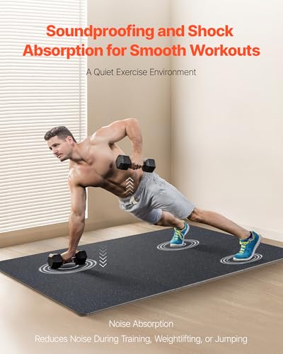 VEVOR 0.56Inch 24sq.ft 6 Tiles Gym Flooring for Home Gym, Rubber Top with High Density EVA Foam, 25 x 25In Gym Floor Exercise Equipment Mats, Interlocking Gym Mats, Puzzle Workout Mats, Black & Blue | Rubber Top with High Density EVA Foam, 25 x 25in Floor