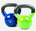 Vinyl Coated Cast Iron Kettlebell Weight - color: 25 LB + 30 LB - Green/Blue