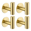 Bntuk Adhesive Towel Hooks, Heavy Duty Wall Hooks Stainless Steel Waterproof Shower Towel Hooks - 4 Pack, Gold - color: Gold, size: 4 Pack