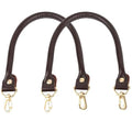 AUEAR, 2 Pack Purse Straps Replacement Leather Handbag Handles Dark Brown with Gold Metal Lobster Buckles - color: Dark Brown