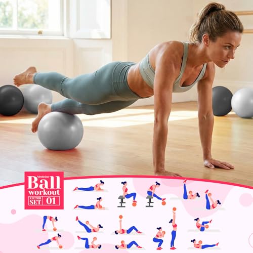 40 Pcs Small Exercise Pilates Ball Bulk 9 Inch Mini Yoga Balls Anti Burst and Slip for Stability Fitness Physical Therapy Stretching & Core Workout at Home Gym Office Class - color: Black Gray