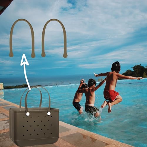 Replacement Straps for Large Rubber Beach Bag, Replacement Handles with 4 Snaps for Rubber Beach Bag, EVA Bag Strap Replacement, Beach Bag Repair Kit - color: Brown