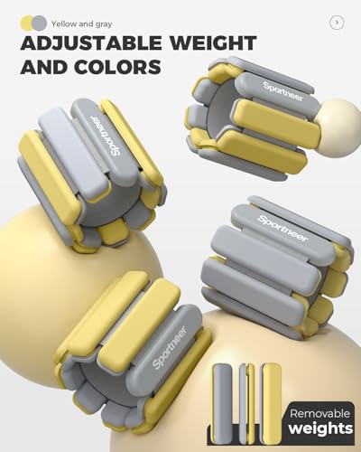 Sportneer Wrist & Ankle Weights for Women Men 4 lbs (2 lb Each) Adjustable Silicone Weighted Bracelet Set for Gym Yoga Pilates Cardio Strength Training Wearable Arm Hand Workout Weights - color: Sunrise Matcha, size: 2 LB x 2