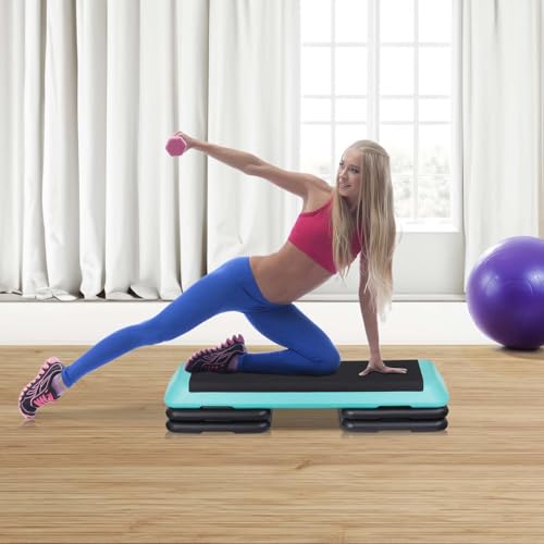 43'' Wide Adjustable Aerobic Step Platform - 4 Stackable Risers for Home Gym Cardio, Strength & Full-Body Training - color: Green