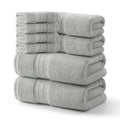 REDKISS 8 Piece Grey Towels Set - 100% Cotton Towels Set with 2 Large Bath Towels, 2 Hand, 4 Washcloths, 600 GSM Highly Absorbent Bath Towel Sets, Gray Quick Dry Shower Towel for Family Gym - color: Gray