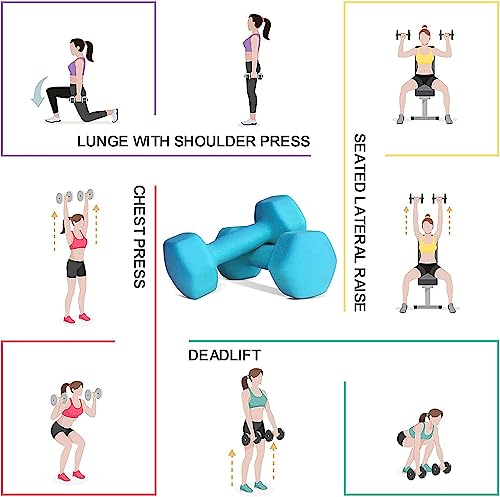 Balelinko Home Gym Equipment Workouts Strength Training Weight Loss Pilates Weights Yoga Sets Weights for Women, Men, Seniors and Youth - color: Blue, style: 2 LB, Pair