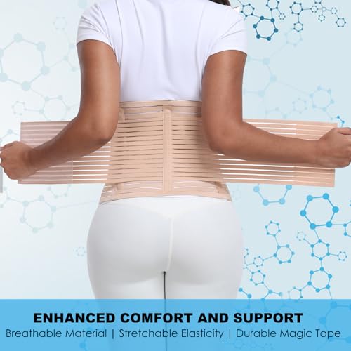 Postpartum & Post Surgery Abdominal Binder. Postpartum Belly Band | Belly Support Recovery after C-Section, Natural Birth, Hysterectomy, Hernia Belt (Beige,L) - color: Beige, size: Large
