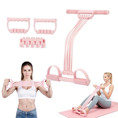 Pedal Resistance Band, 2026 Upgraded 8-Tube 3-in-1 Sit-Up Assistant, Natural Latex Portable Band for Core Abdominal, Back Stretching, Chest Expansion, Arm Training, Home Gym Yoga