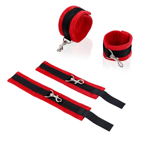 3 in 1 Heavy Duty Stainless Steel Expandable Spreader Bar with 4pcs PU Rose-Gold Adjustable Straps,Workout Bar for Home Gym Training Bar,Portable Detachable Pilates Kit - style: Silver+Red Furry Kit
