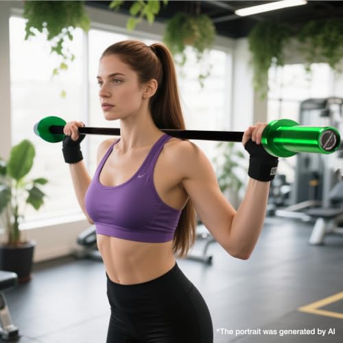 Kids Barbell 5LB Mini Barbell Bar 4ft for Beginner Women & Kids Weighted Bar, Compatible with 2-Inch Weight Plates, for Strength Training Gym Weight Lifting - color: Black&Green