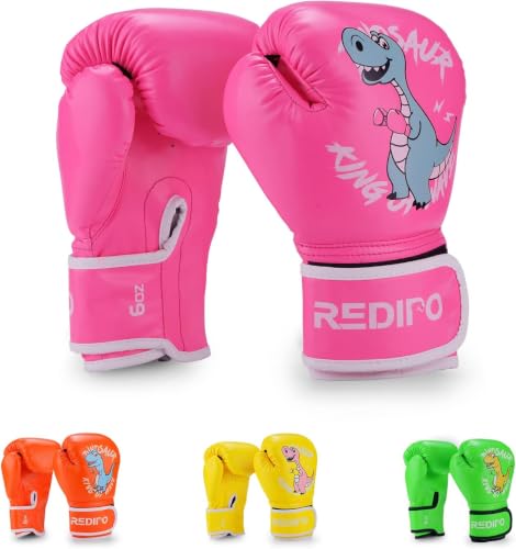 Kids Boxing Gloves for Boys and Girls, Youth Boxing Training Gloves for Kids 3-15, 4&6OZ Punching Bag Kickboxing Thai Mitts MMA Training Sparring Gloves - color: Pink, size: 6OZ