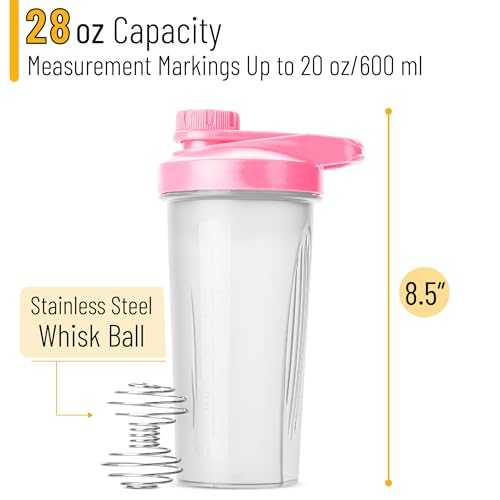 Mr. Pen Shaker Bottles - 28 oz, Pink Protein Mixer Bottle with Whisk Ball | Shaker Bottles for Protein Shakes - color: Pink