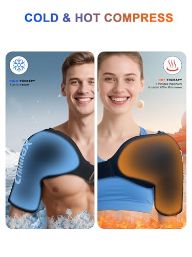 Shoulder Ice Pack for Rotator Cuff and Arm Cold Therapy, Reusable Hot Gel Wrap, Instant Relief for Shoulder Pain, Fatigue, Sports Injury, Surgery Recovery, Gifts for Men & Women (Large Black) - color: Large Black