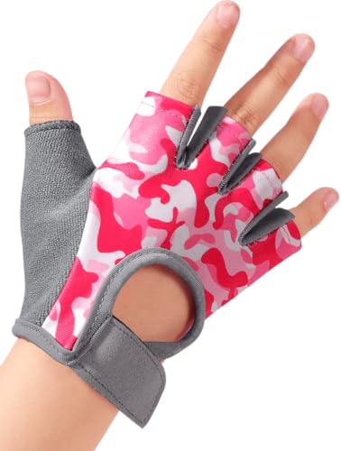 INOGIH Kids Half-Finger Cycling-Gloves Outdoor Non-Slip Workout Bike-Gloves for Climbing Riding Biking 3-12 Years - size: M-(3 to 6 years)