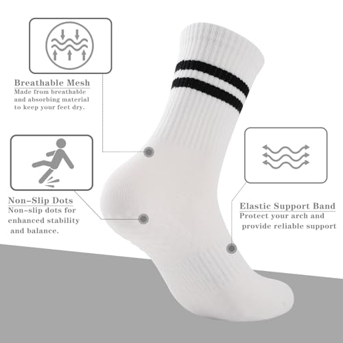 loudashuaiqi Grip Pilates Socks Non Slip Athletic Yoga Socks with Grips for Women Grippy socks for Hospital Workout Barre - style: 3pair White