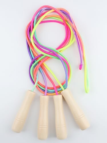 Jump Rope for Kids, Lorvain Adjustable Skipping Rope, Kids Jump Ropes with Wooden Handle for Girls Boys, Weighted Jumping Ropes for Fitness Workout Exercise Outdoor Fun Activity - color: Colorful-2pcs