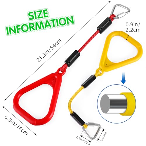 PELLOR Gymnastic Ring, Ninja Rings, Monkey Bars Adjustable Children's Home Gym Equipment, Pull Up Rings Sets for Workout Bodyweight Fitness Training - color: 6 Color