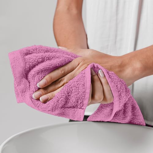 Hand Towels (Pack of 24) Pink Economy Towels Salon Towels - 100% Cotton Spa Towel– 16 x 27 Inches Highly Absorbable, Facial, Gym, Hair Face Towels Bulk - color: Pink, size: HAND TOWEL PACK OF 24 16X26
