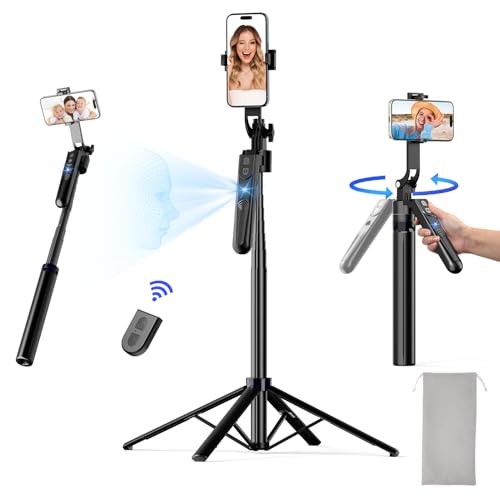 NEMOVA 68'' Auto Face Tracking Tripod for iPhone, 360° Rotation Phone Tripod with Wireless Remote and Phone Holder, Selfie Stick for Android, Applied to YouTube, Tiktok, Facetime | 360 Degree Rotation, AI Face Tracking, Gesture Control, Aluminum Alloy, Ph