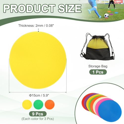 Spot Markers, Poly Spot Marker for Agility Training Floor Dots Non Slip Flat Field Cones - color: Yellow, Green, Orange, size: 15 cm/5.9inch