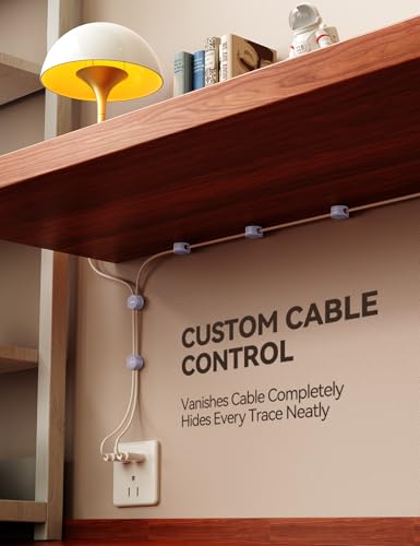 8-Pack Silicone Cord Organizer Magnetic Cable Clips, Adhesive Cable Management Under Desk Wire Hider, FLYLEAD Desktop Cable Organizer for Phone, Office Workspaces Desk Organization Home Accessories - color: Purple