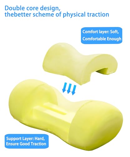 Bespilow Cervical Neck Traction Pillow for Pain Relief - 30 Min Daily Stretcher & Relaxer - Dual-Layer Memory Foam Neck Roll for Back Sleeping - Small Orthopedic Bolster with Cooling Cover - color: 1 Pillow +1 Pillowcase (Pink)