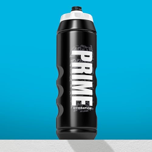 PRIME 32 oz Black Graffiti Squeeze Sports Water Bottle, BPA Free, Dishwasher Safe, Easy-Grip Ergonomic Leakproof Design, Fast Hydration for Gym, Cycling, Running - color: Black