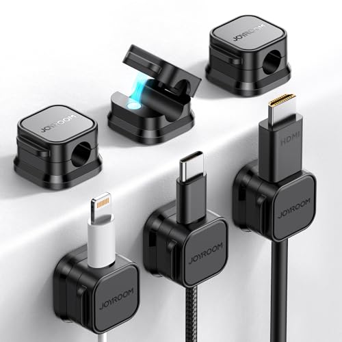 6 Pack Magnetic Cord Holder, Cord Organizer Cable Clip for Desk Management, JOYROOM Smooth Adjustable Cable Clip, Wire Holder Keeper Organizer for Home Office Desk Phone Car Wall Desktop Nightstand - color: 6-Pack