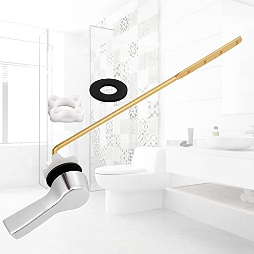 Hibbent Universal Metal Front Mount Toilet Handle Replacement Kit, Chrome | Toilet Bowl Flush Handle with Solid Brass Toilet Flush Tank Lever, Stainless Steel Flapper Chains for Most Toilet Tanks - color: Chrome, style: Upgraded Front Mount