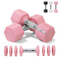 Adjustable Dumbbell Set of 2 Total 20 Lbs 4-in-1 Each 4lb 6lb 8lb 10lb 1s-Adjust Dual-Stable Free Weights for Women Men Home Gym Outdoor Workouts - color: Pink [20LBS Total]