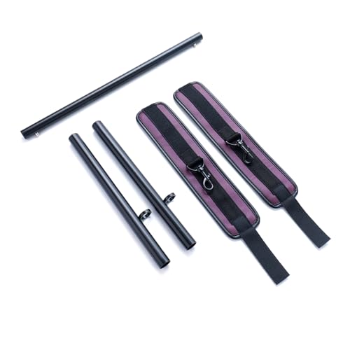 Spreader Bar Heavy Duty Expandable Exercise with 2 pcs Adjustable Strap, Yoga Training Fitness Gear, Workout Bar,Sports Gym Kit - style: Black+Eggplants PU Kit