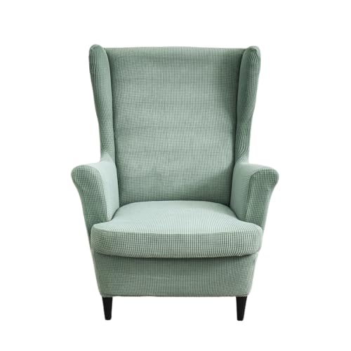 NILUOH Wingback Chair Slipcover 2 Pieces, Stretch Spandex Wingback Chair Covers Washable Slipcover for Wingback Armchairs Non-Slip Furniture Protector with Elastic Bottom for Living Room - color: Army Green