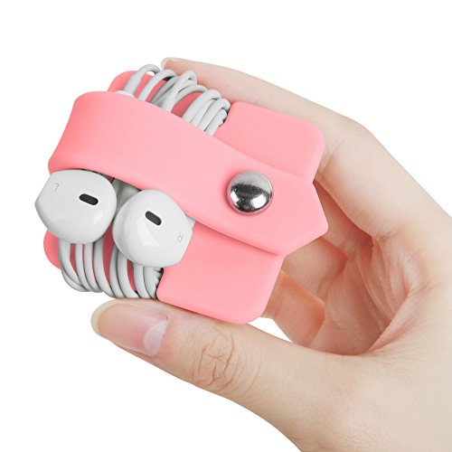 Silicone Earphone Organizer Earphone Wrap Winder Headphone Cord Organizer Wrap Winder Manager/Cable Winder(Pink, 1 Piece) - color: Pink