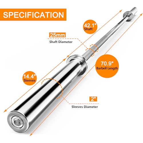 Holleyweb 2 Inch EZ Curl Bar for Biceps, Squats, Bench Press - Olympic Bar for Weightlifting & Powerlifting - color: Sliver, size: 70.8in/400lbs