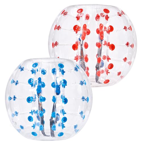 VEVOR Inflatable Bumper Ballѕ 2 Packs; 2FT/3FT/4FT/5FT Body Size Adult Human Bubble Ballѕ, Bumper Bubble Soccer Ballѕ for Teens/Adults - style: 4FT Blue+Red Dot