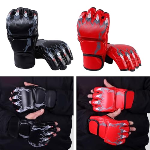 Generic 2 Pairs MMA Gloves Martial Arts Bag Gloves Boxing Fight Gloves Kickboxing Gloves for Sparring - color: Red and Black