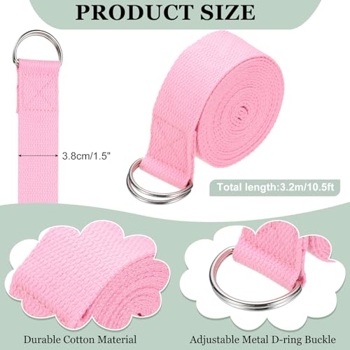 Yoga Strap for Stretching, Athletic Stretch Band with Adjustable Metal D Ring Buckle Yoga Bands - color: Pink, size: 10.5ft