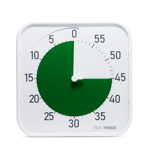 Time Timer Original 12" Visual Countdown Timer – Large 60-Minute Silent Classroom Visual Timer for SEL, Emotional Regulation, Focus, Calm Transitions, ADHD, Autism – (Green & White) - color: Green & White, size: 12 Inch