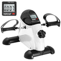 Mini Exercise Bike, AGM Under Desk Bike Pedal Exerciser Foot Cycle Arm & Leg Pedal Exerciser with LCD Screen Displays - color: White