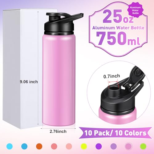 Mimorou 25oz Reusable Aluminum Water Bottles Bulk Multicolor Outdoor Sports Water Bottles for Travel, Gym, Hiking, Cycling, Camping, Fishing, Snap Lid - color: Macaron Color