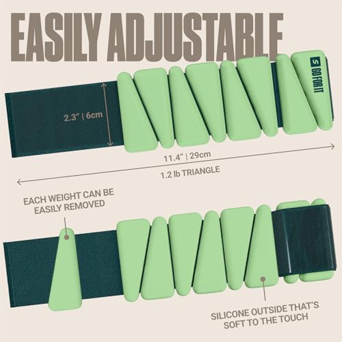 SPORTBIT Wrist and Ankle Weights for Women - Set of 2 (1lb Each) Wearable Ankle & Wrist Weights - Leg & Arm Bands, Silicone Weighted Bracelets for Workout, Walking, Running, Yoga, Pilates - color: Single Green