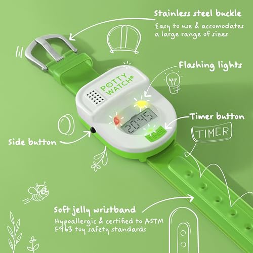 Potty Watch for Kids Potty Training - Potty Training Watch with 3 Fun Flashing Lights and Music - Water-Resistant Watch - Potty Watch Remind Kids Every 30, 60 or 90 Minutes - Blue - color: Blue, size: Watch