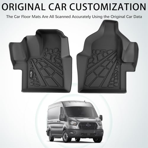 KARPAL Floor Mats for 2020-2026 Ford Transit/E-Transit with Vinyl Flooring (No Transit Connect), Custom Fit TPE All Weather Ford Transit Accessories Front Floor Liner - style: 2020-2026 | For Ford Transit | Front Row