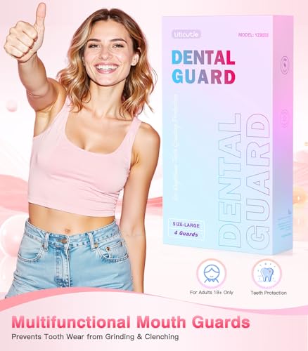 Anti Grinding Guard, Transparent Pink, Large (4 Pack), Mouth Guards - size: Large (4 Pack)